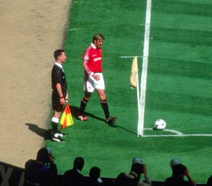 Un joven Beckham en su etapa con el Manchester United
